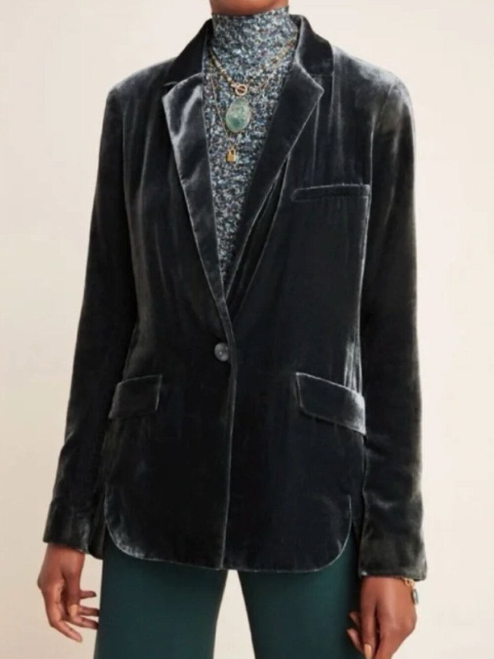 Anthropologie Alessia Velvet Blazer - Carbon XS